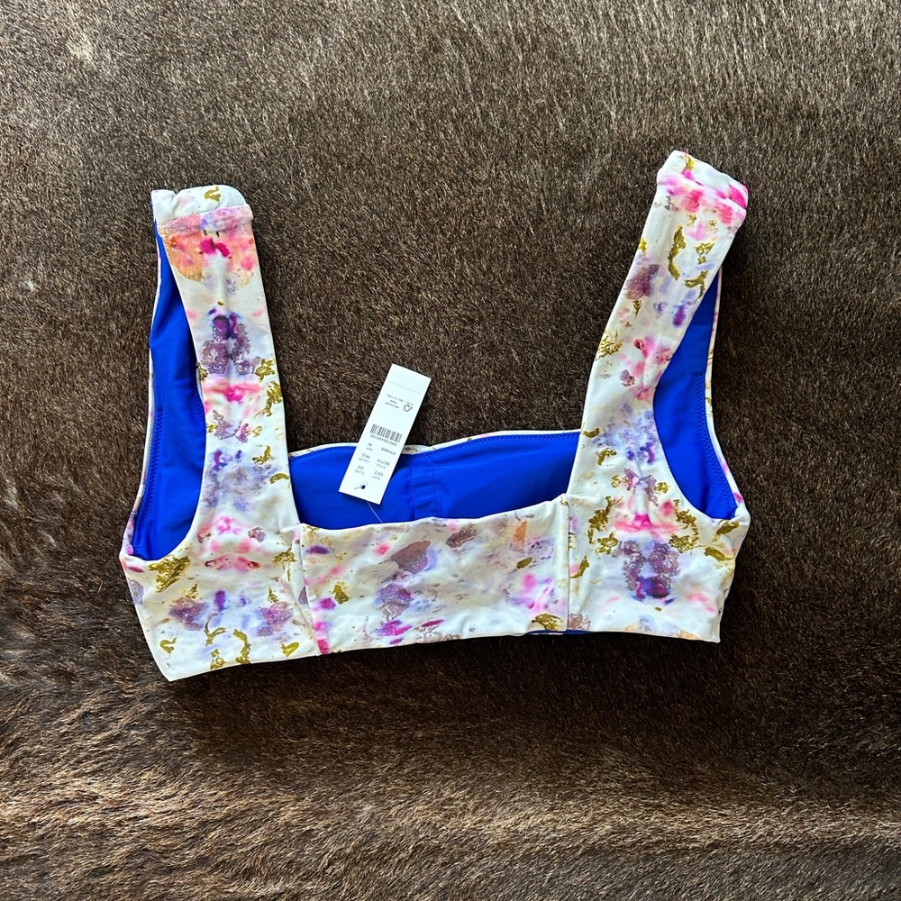 NWT J Crew Watercolor Floral Print Bikini Top - Picture 3 of 4
